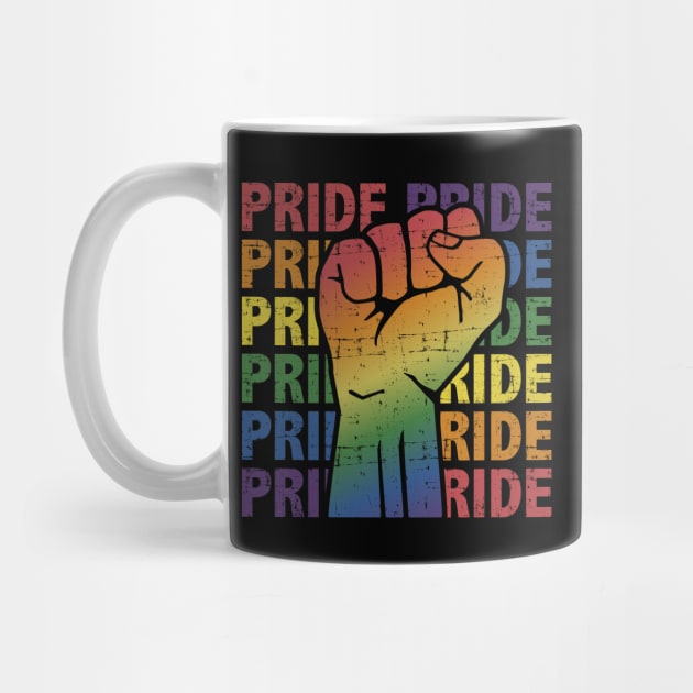 LGBT pride month support with rainbow flag fist by Designzz